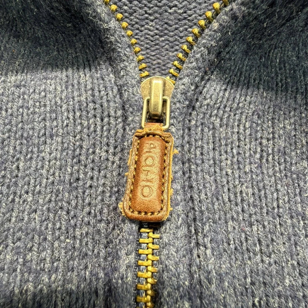 Polo by Ralph Lauren 1/4 Zip Sweater Mens Large Blue Silk Cashmere Knit Preppy‎